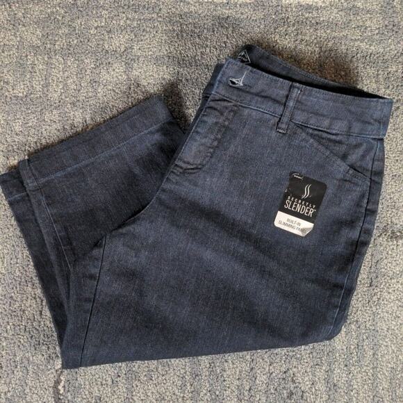 St Johns Bay Secretly Slender Denim Capri Jeans Mid Stretch Women 10P Slimming - Picture 3 of 9